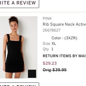 Victorias Secret Pink Black Ribbed Dress with Built in Shorts